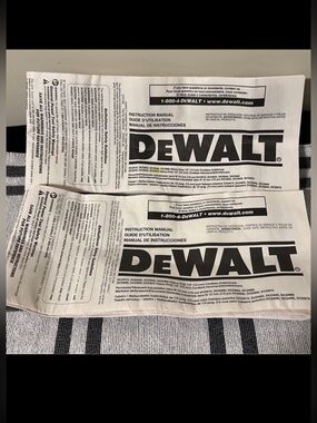 DeWalt Instruction Paper Manuals